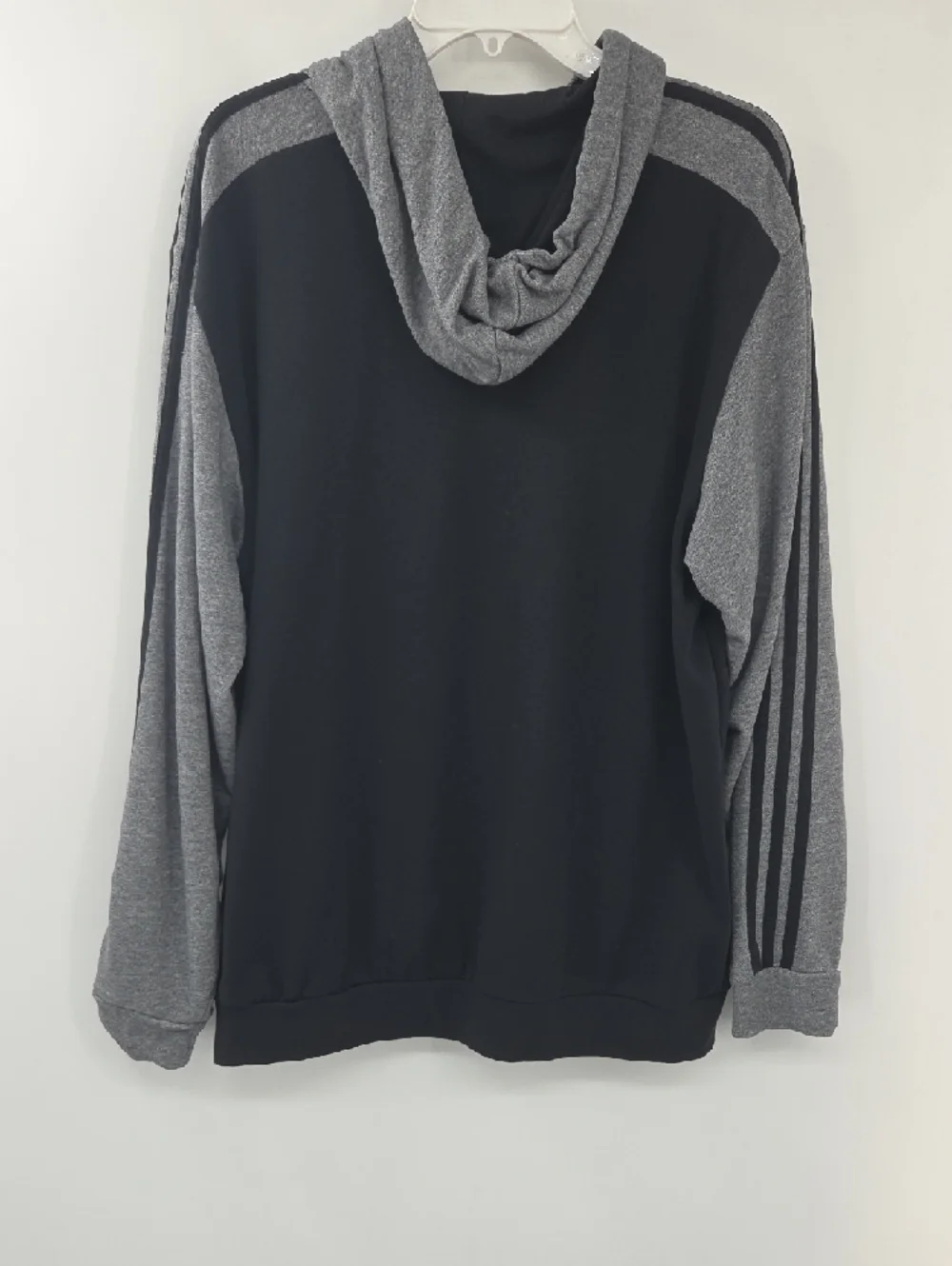 Adidas Men’s Black & Gray Pullover Hoodie with Stripes XL